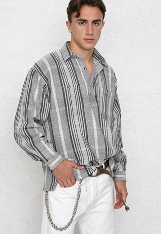 VINTAGE GREY DIVISION LONG SLEEVE STRIPED SHIRT