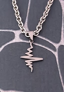CRW Silver EKG Heartbeat Necklace 