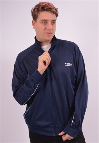 UMBRO MENS VINTAGE TRACKSUIT TOP JACKET XXL NAVY BLUE 90S