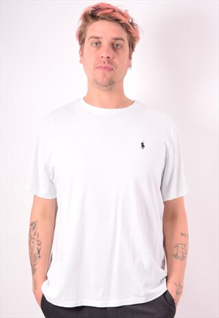 POLO RALPH LAUREN MENS VINTAGE T-SHIRT TOP XL BLUE 90S