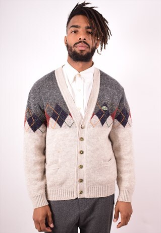 LACOSTE MENS VINTAGE CARDIGAN SWEATER MEDIUM MULTI 90S