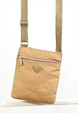 Vintage Prada Milano Crossbody Logo Bag Beige