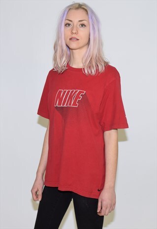 VINTAGE 90S RED NIKE CREW NECK T SHIRT