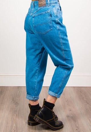 VINTAGE 90'S LIGHT BLUE DENIM HIGH WAIST MOM JEANS