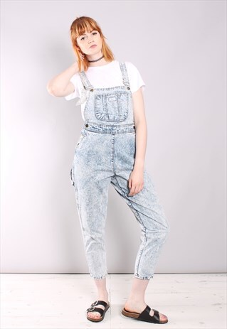 VINTAGE 90S ACID WASH TAPERED DUNGAREES