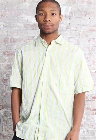 VINTAGE YVES SAINT LAURENT SHORT SLEEVE STRIPED SHIRT GREEN