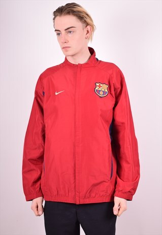 NIKE MENS VINTAGE F.C.B TRACKSUIT TOP JACKET LARGE RED 90S