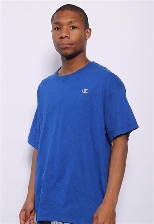 VINTAGE CHAMPION CHEST LOGO T-SHIRT BLUE