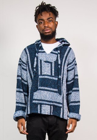 VINTAGE 90'S BLUE STRIPE BAJA FESTIVAL HOODIE