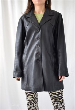 Soft leather vintage 90s button up classic blazer jacket