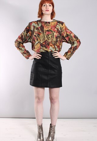 VINTAGE 80S PAISLEY PATTERNED GOLD PRINT TOP