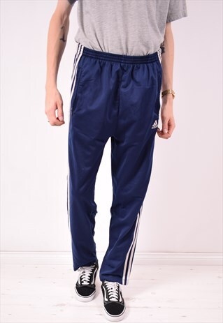 ADIDAS MENS VINTAGE TRACKSUIT TROUSERS MEDIUM BLUE 90S