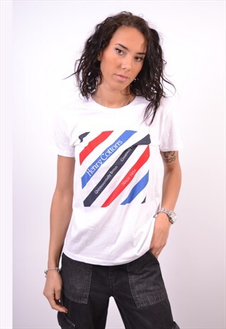 VINTAGE HENRY COTTONS T-SHIRT TOP WHITE