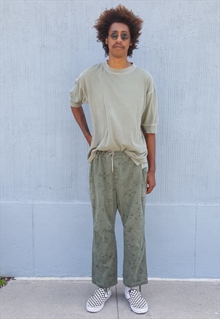 90S SURPLUS DESERT NIGHT CAMO GREEN CROPPED CARGO PANTS