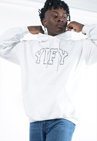 UNISEX HOODIE IN WHITE WITH OUTLINE LOGO
