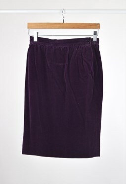90s Vintage Grunge Purple Black Velvet Mini Pencil Skirt