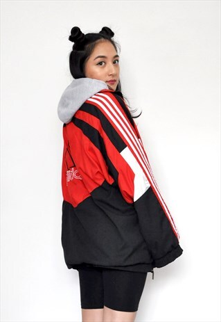 VTG 90S ADIDAS FESTIVAL SPORTS TOP WINDBREAKER JACKET BLACK