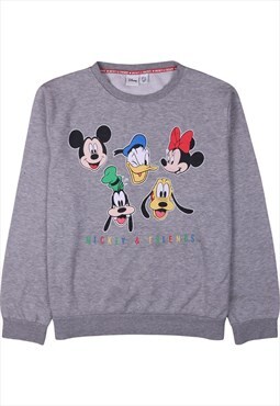 Vintage 90's Disney Sweatshirt Mickey Mouse Crew Neck Grey