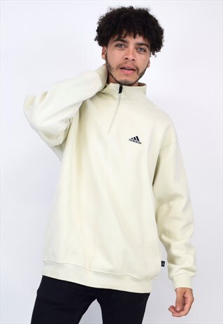 VINTAGE 90S ADIDAS CREAM 1/4 ZIP SWEATSHIRT