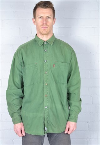 BRIGHT GREEN DENIM SHIRT
