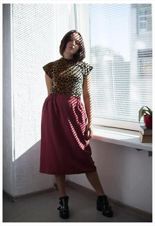 VINTAGE 80'S MAROON MIDI SKIRT