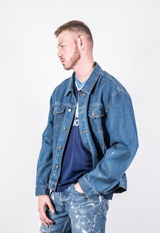 VINTAGE 1990S BLUE PAINT DENIM JACKET