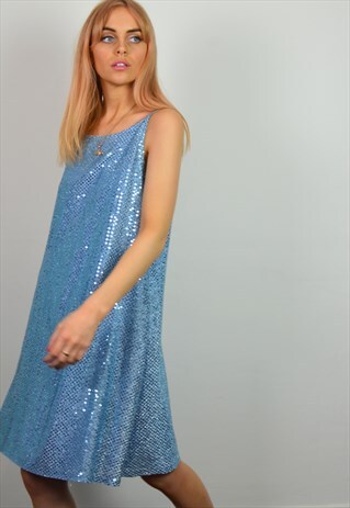 VINTAGE 90S PASTEL BLUE 'BABY SPICE' SEQUIN DRESS