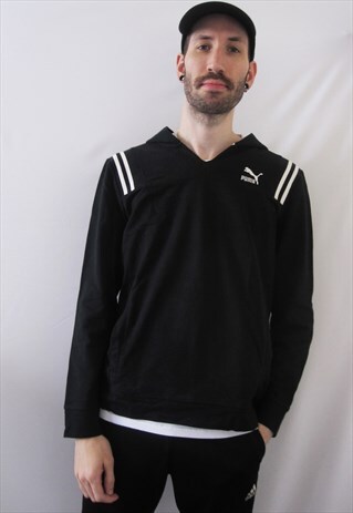 VINTAGE PUMA MINIMAL BLACK HOODIE