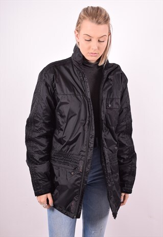 ADIDAS WOMENS VINTAGE PADDED JACKET SMALL BLACK 90S