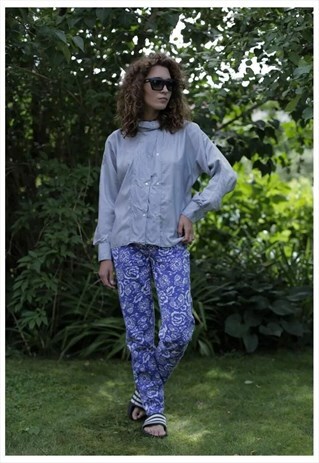 VINTAGE 80'S LIGHT BLUE LONG SLEEVED BLOUSE