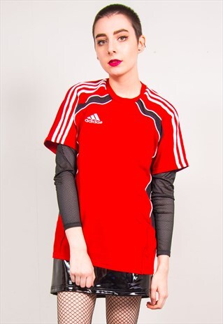 ADIDAS VINTAGE 90'S RED CLASSIC STRIPED SLEEVE T-SHIRT