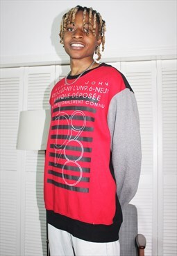 Vintage 90's Red & Black Crewneck Sweatshirt in XXL