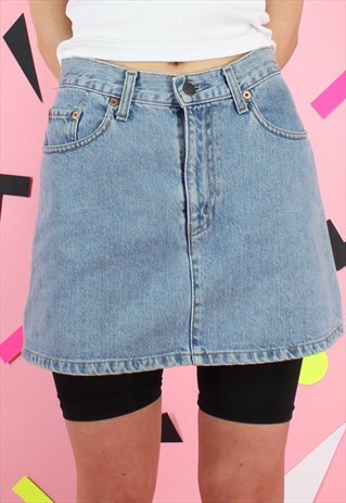 VINTAGE 90S LEVIS DENIM SKIRT BLUE MINI Y2K
