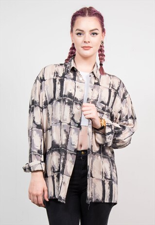 VINTAGE 90'S ABSTRACT PATTERN LONG SLEEVE SHIRT