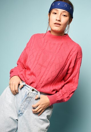 VINTAGE 90'S RETRO ABSTRACT PATTERN SLOUCHY KNIT JUMPER
