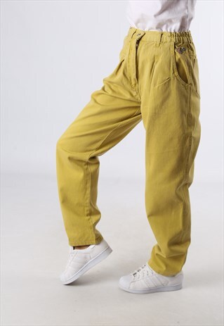 HIGH WAISTED DENIM JEANS COLOURED WIDE TAPERED UK 12 M (84S)