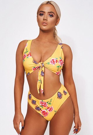 MOTEL YELLOW FLORAL HIGH WAISTED BIKINI