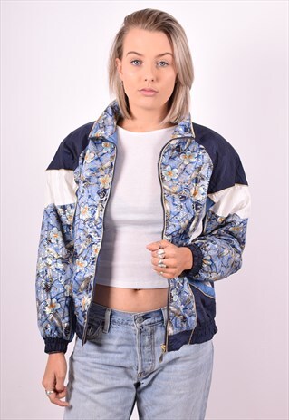 WOMENS VINTAGE TRACKSUIT TOP JACKET MEDIUM MULTI 90'S