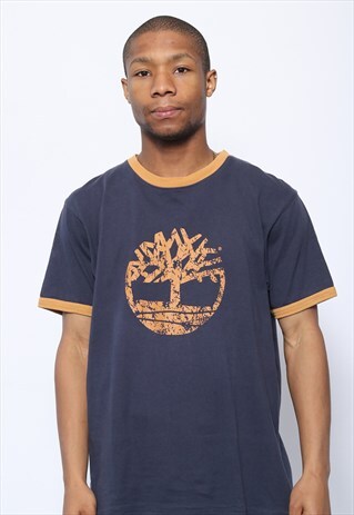 VINTAGE TIMBERLAND BIG LOGO T-SHIRT NAVY BLUE