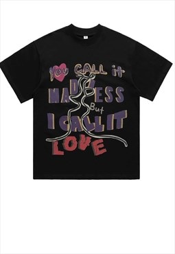 Love slogan t-shirt grunge graffiti tee retro scribble top