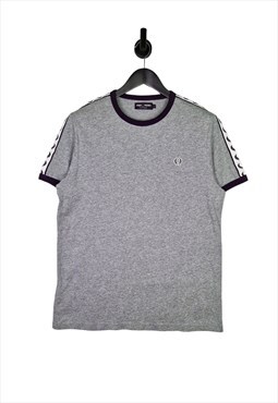 Men's Fred Perry Taped Ringer T-Shirt In Grey Size Large