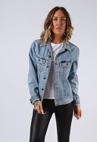 DENIM JACKET FITTED VINTAGE ROCKY UK 12 (94D)