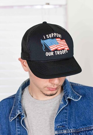 VINTAGE AMERICAN FLAG TRUCKER CAP LOGO 90S ONE SIZE 2.2