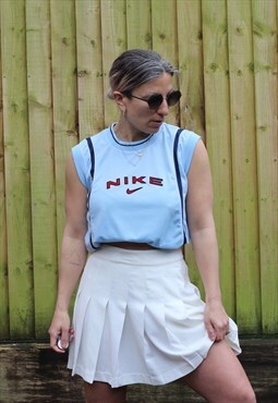 Vintage 1990s Nike spellout sleeveless tshirt in baby blue