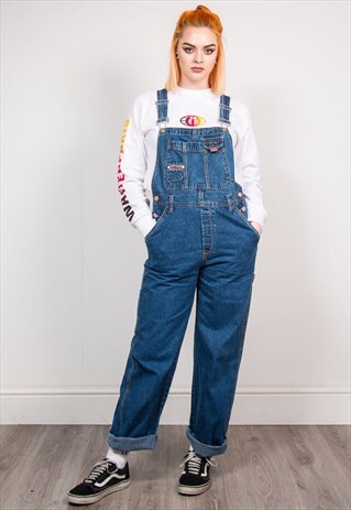 VINTAGE 90'S LONG LENGTH DENIM DUNGAREES