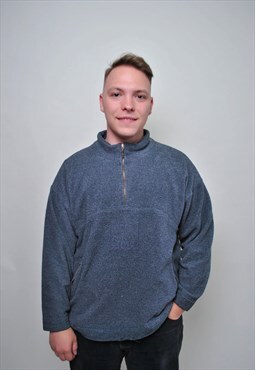 Casual quarter zip sweatshirt 90s minimalist pullover fleece