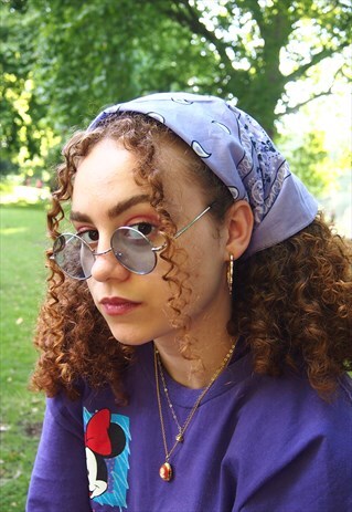 BLUE LENS SMALL ROUND SUNGLASSES