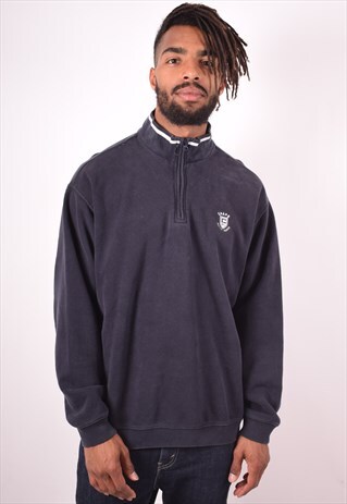 CHAPS MENS VINTAGE SWEATSHIRT JUMPER MEDIUM NAVY BLUE 90S