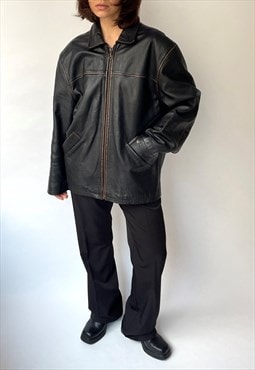 Vintage Faded Black Leather Jacket