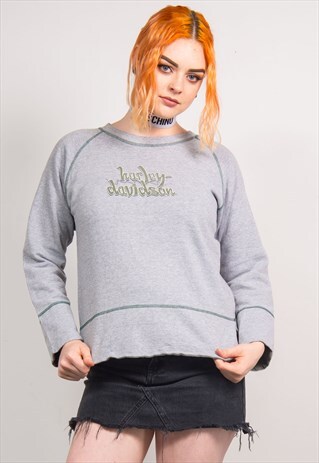 HARLEY-DAVIDSON VINTAGE 90'S GREY LONG SLEEVE SWEATSHIRT